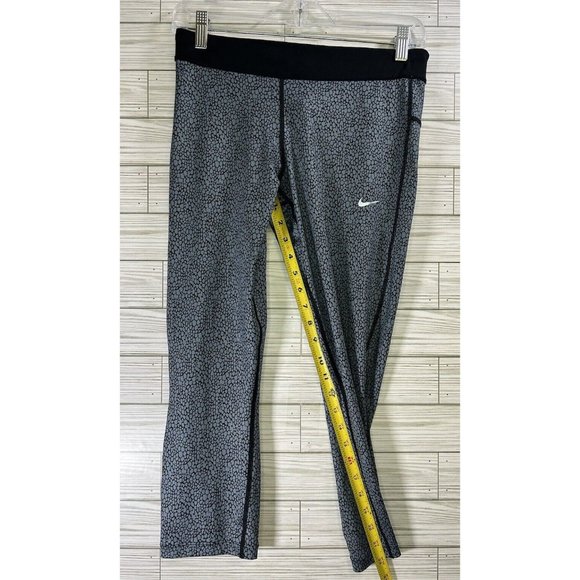 Nike Dri Fit Womens Relay Printed Crop Running Tight Leggings Sz Med Teal Stone - Picture 3 of 9